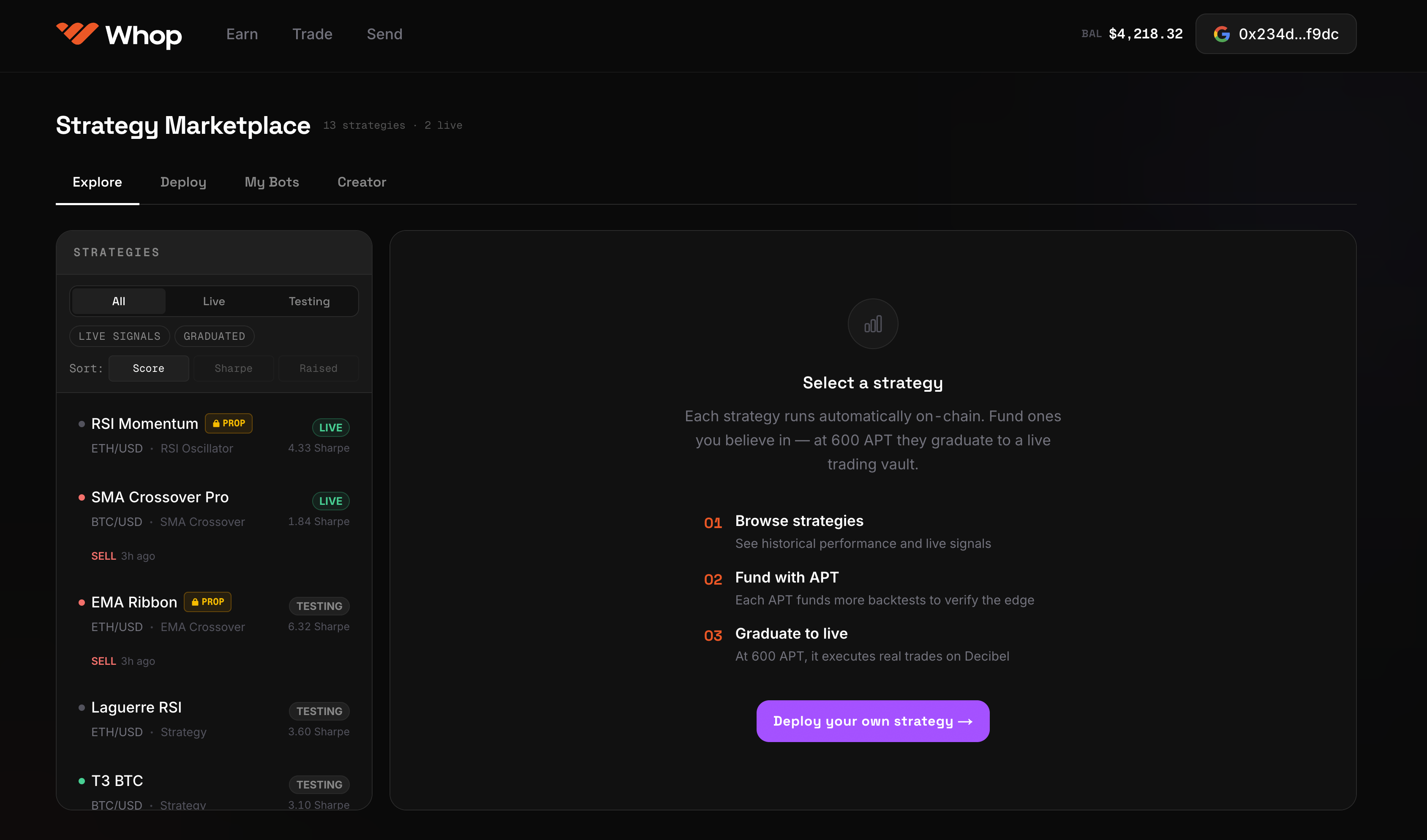 Strategy Marketplace. Explore