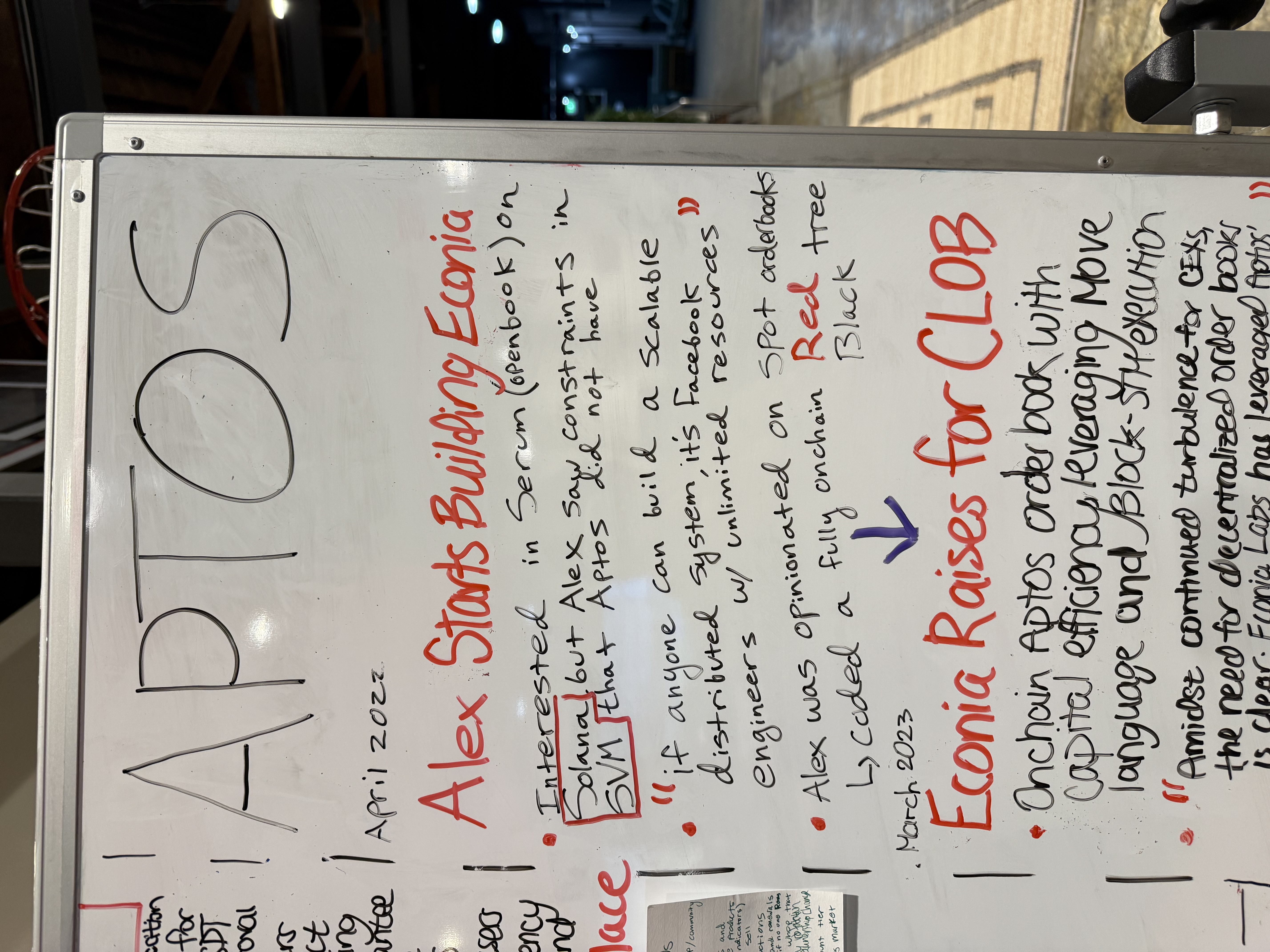 Aptos origin, Alex Starts Building Econia, April 2022